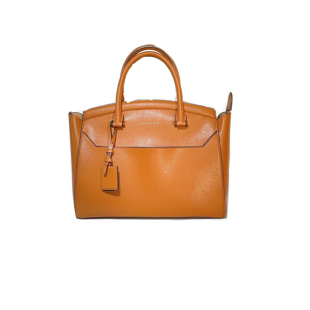 Charles & Keith Tan Leatherette Tote | Gently Used |