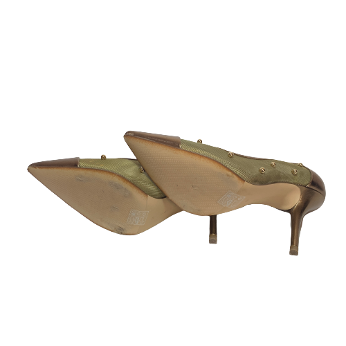 Charles & Keith Bronze Net Studded Pumps | Gently Used |