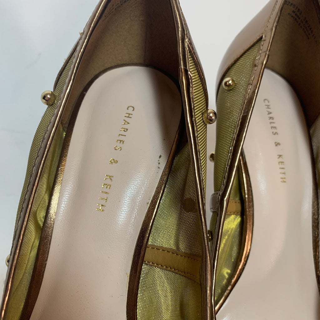Charles & Keith Bronze Net Studded Pumps | Gently Used |