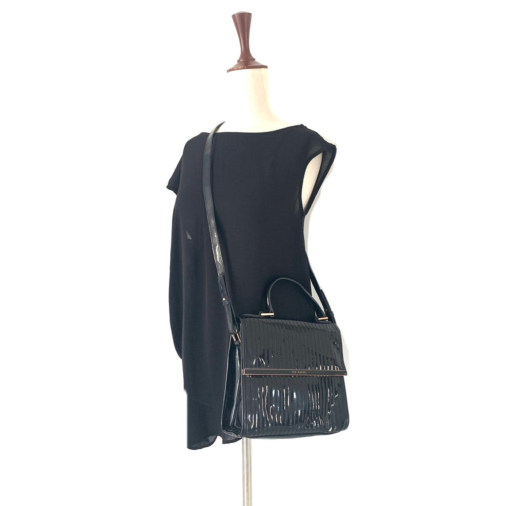 Ted Baker Black Patent Leather Shoulder Bag | Gently Used |