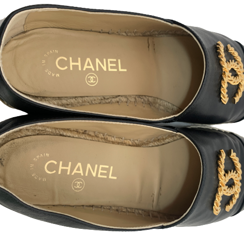 Chanel Black Leather Espadrilles | Gently Used |