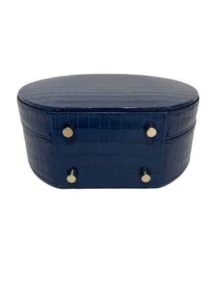 Aspinal of London Blue Croc-print Leather 'Hat Box' Bag | Like New |