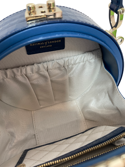 Aspinal of London Blue Croc-print Leather 'Hat Box' Bag | Like New |