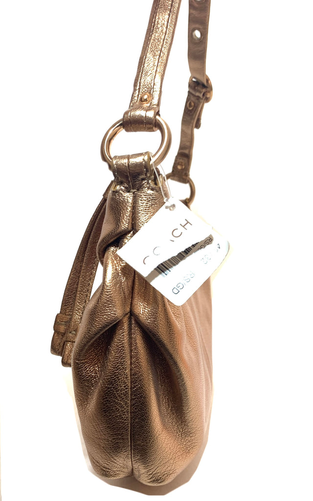 Coach Rose Gold Pebbled Leather Mini Shoulder Bag | Brand New |