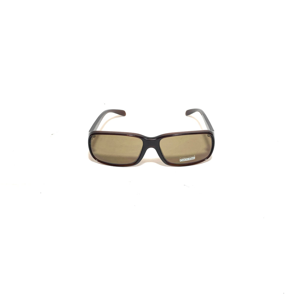 Calvin Klein 664S Brown Rectangular Unisex Sunglasses | Brand New |