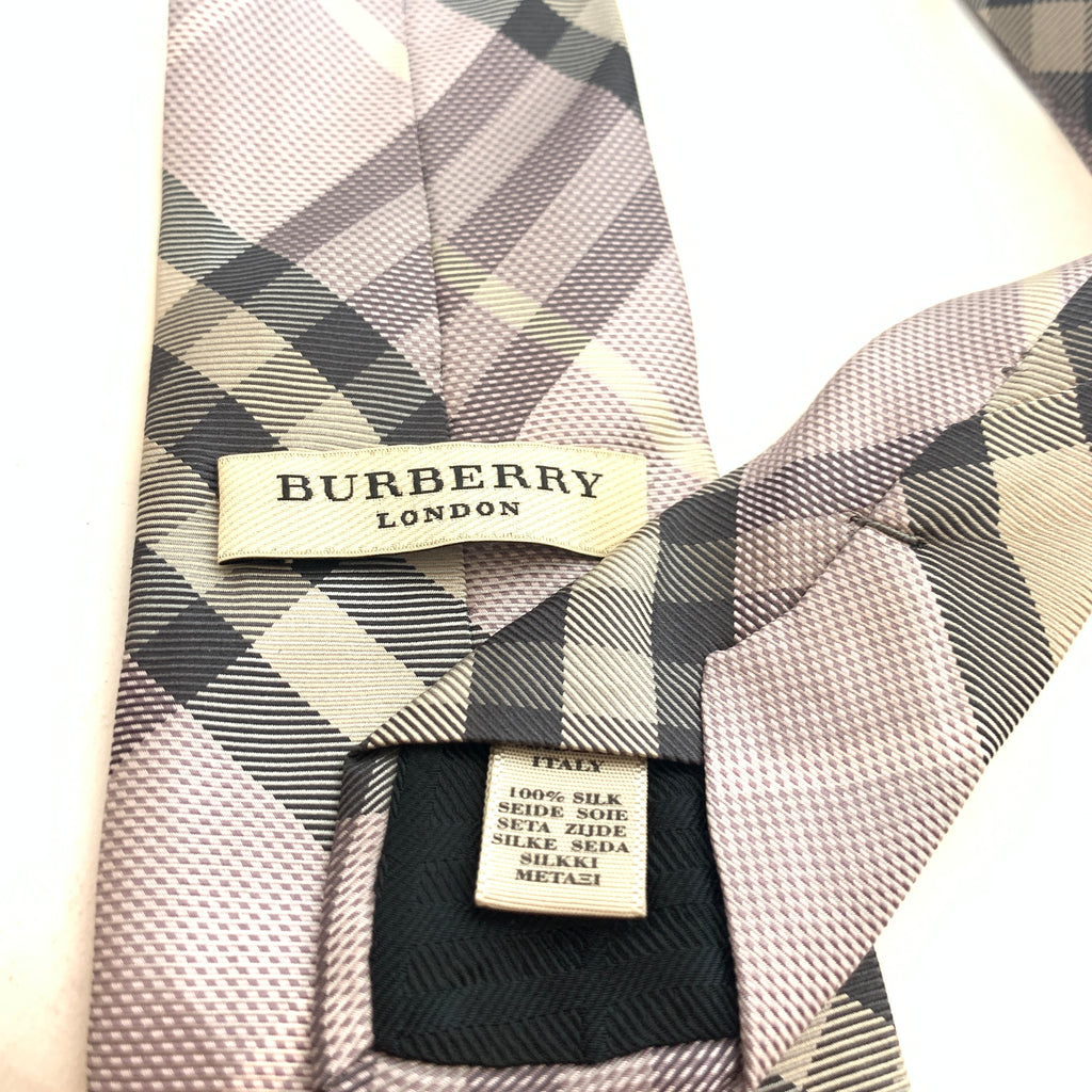 Burberry Purple Checked Silk Tie | Gently Used |