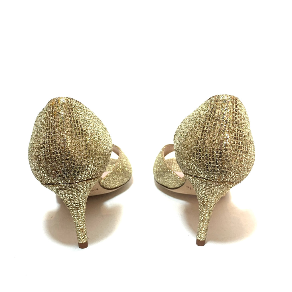 Kate Spade Gold Glitter Peep-toe Heels | Like New |