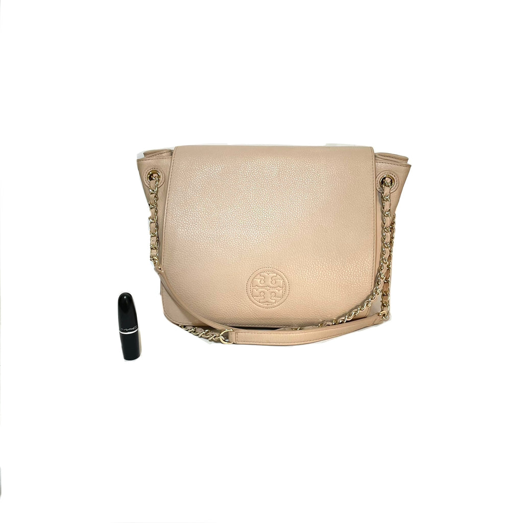 Tory Burch Light Oak 'Bombe' Leather Flap Shoulder Bag | Gently Used |