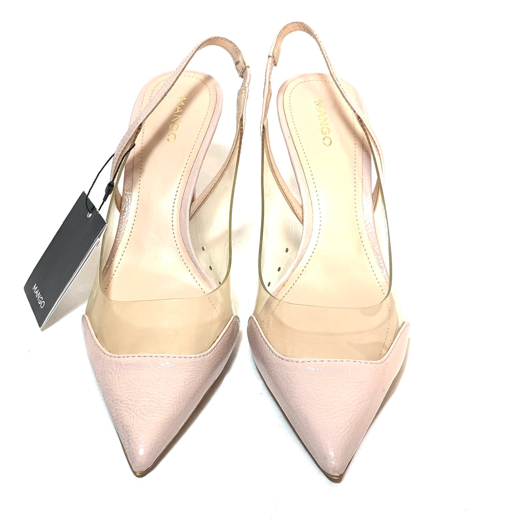 Mango Pink Pointed Vinyl Pumps | Brand New |