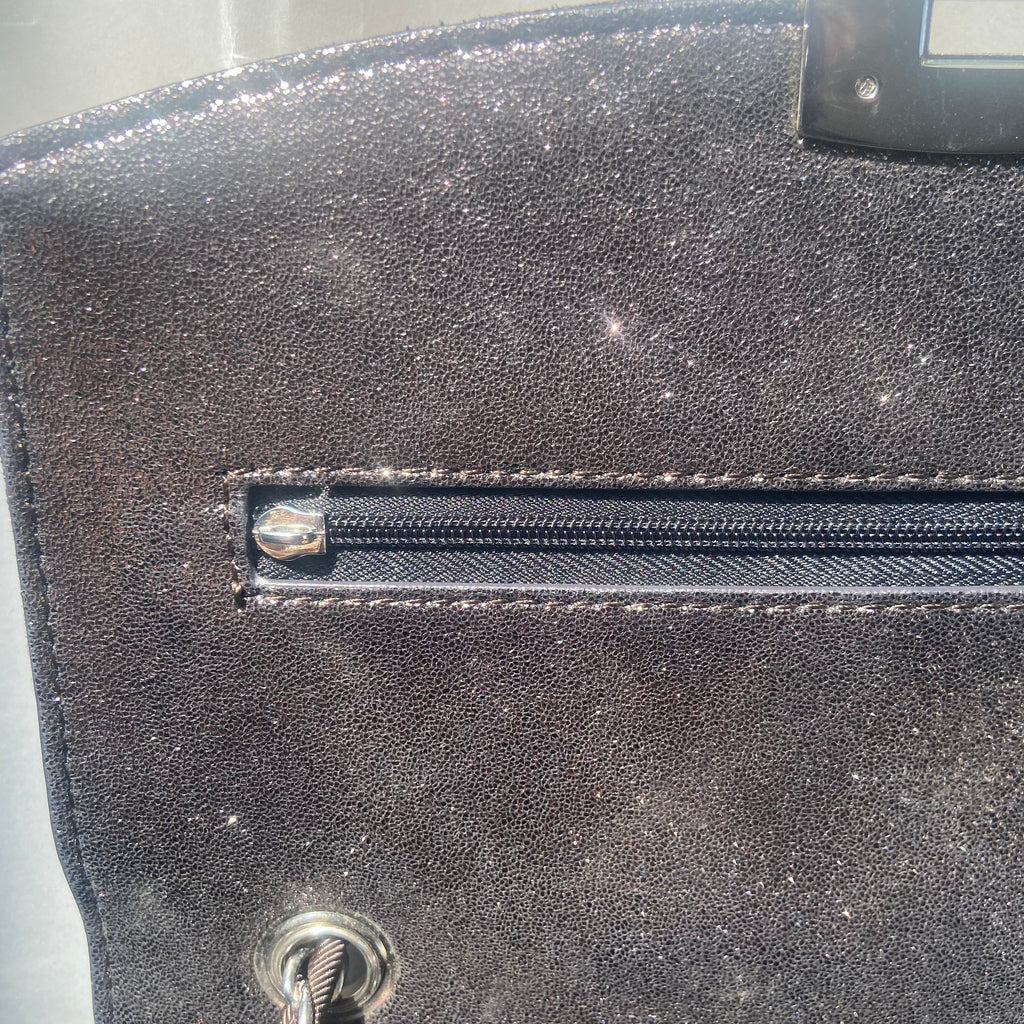 Charles & Keith Pewtar Metallic Silver Quilted Shoulder Bag | Gently Used |