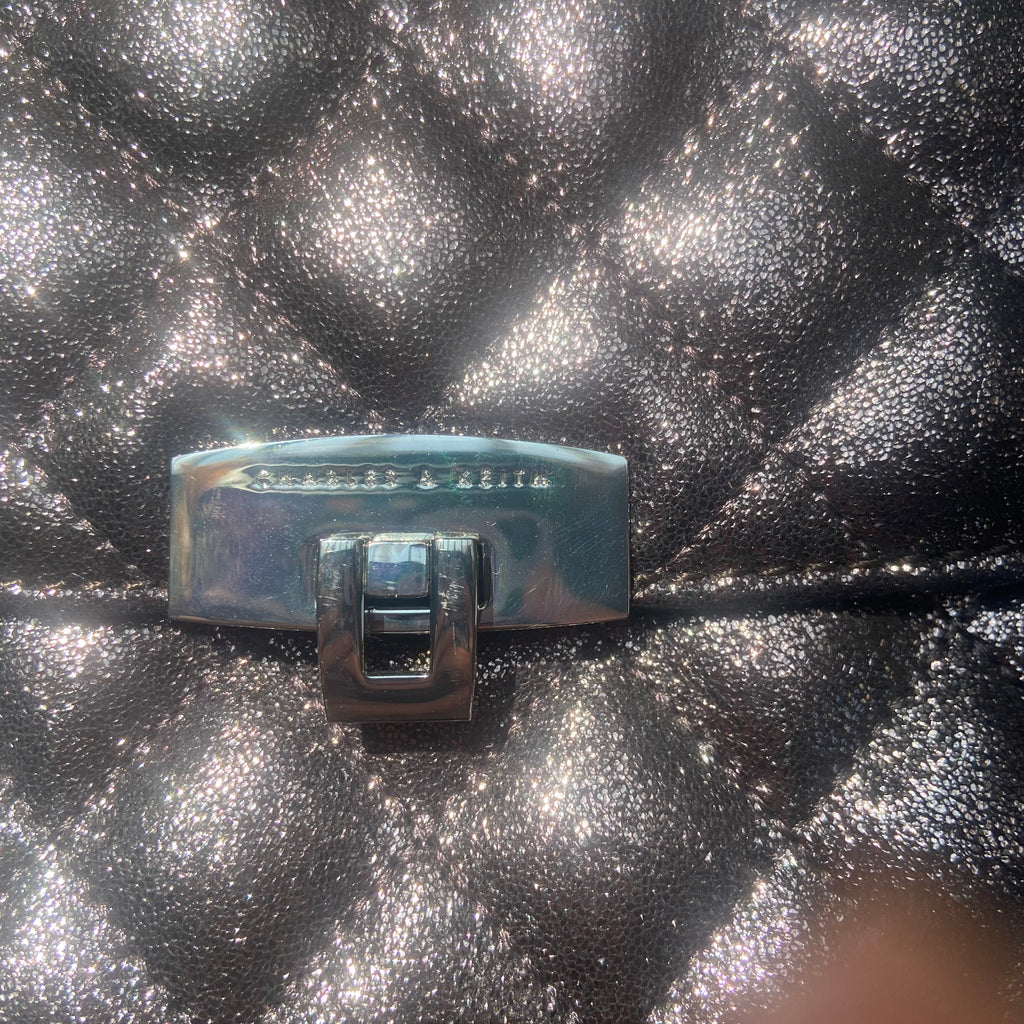 Charles & Keith Pewtar Metallic Silver Quilted Shoulder Bag | Gently Used |