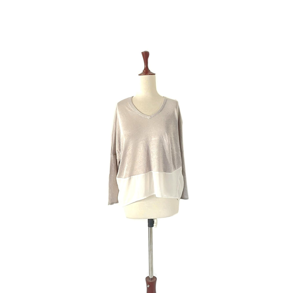ZARA Grey & White Knit Top | Gently Used |