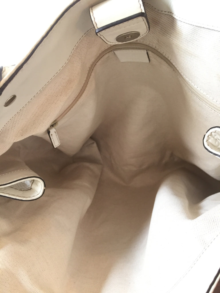 Gucci White Large 'Suki' Straw with Leather Trim Bag | Pre Loved | - Secret Stash