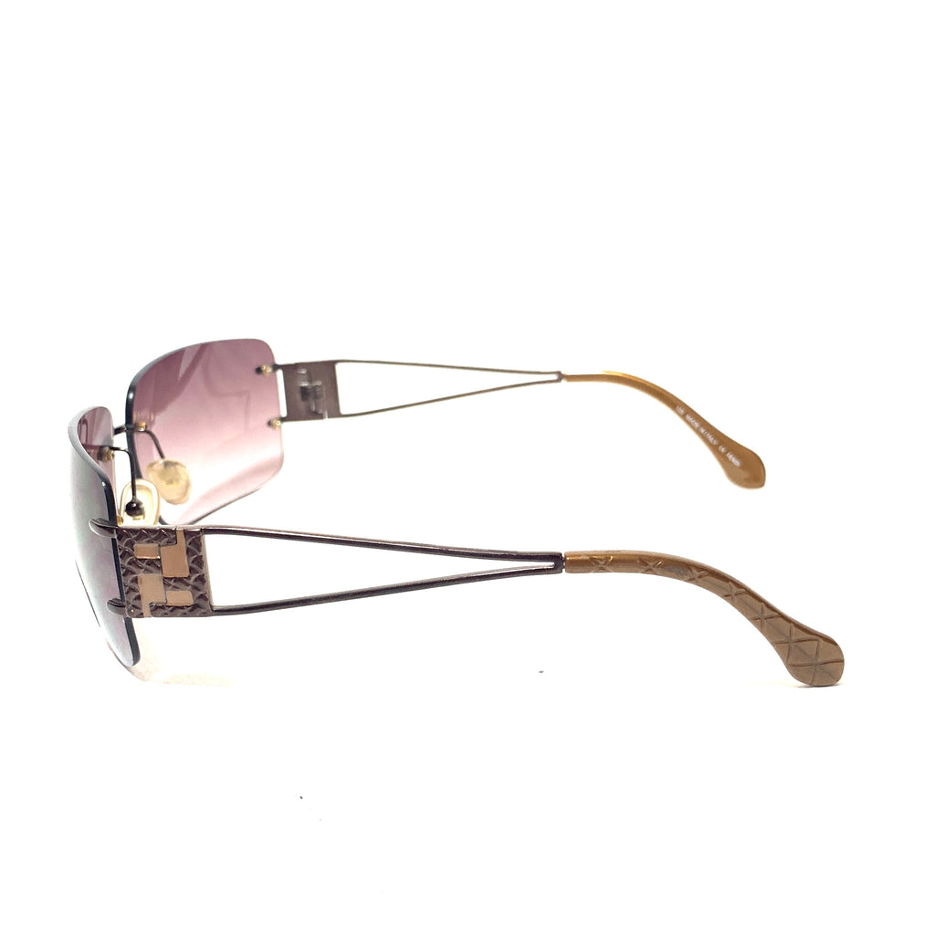 Fendi FS 416 Bronze Metal Rimless Sunglasses | Brand New |