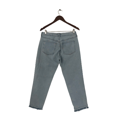 GAP Light Blue Floral Embroidered Distressed Ankle Jeans | Gently Used |