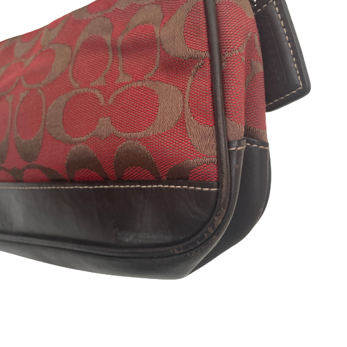 Coach Brown and Red Monogram Mini Bag | Pre Loved |