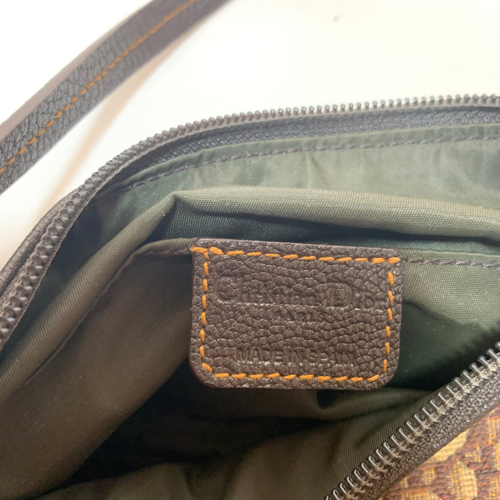 Christian Dior Brown Vintage Canvas & Leather Shoulder Bag | Pre Loved |