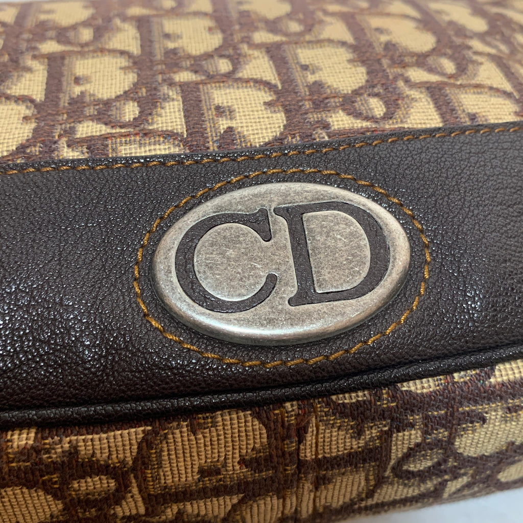 Christian Dior Brown Vintage Canvas & Leather Shoulder Bag | Pre Loved |