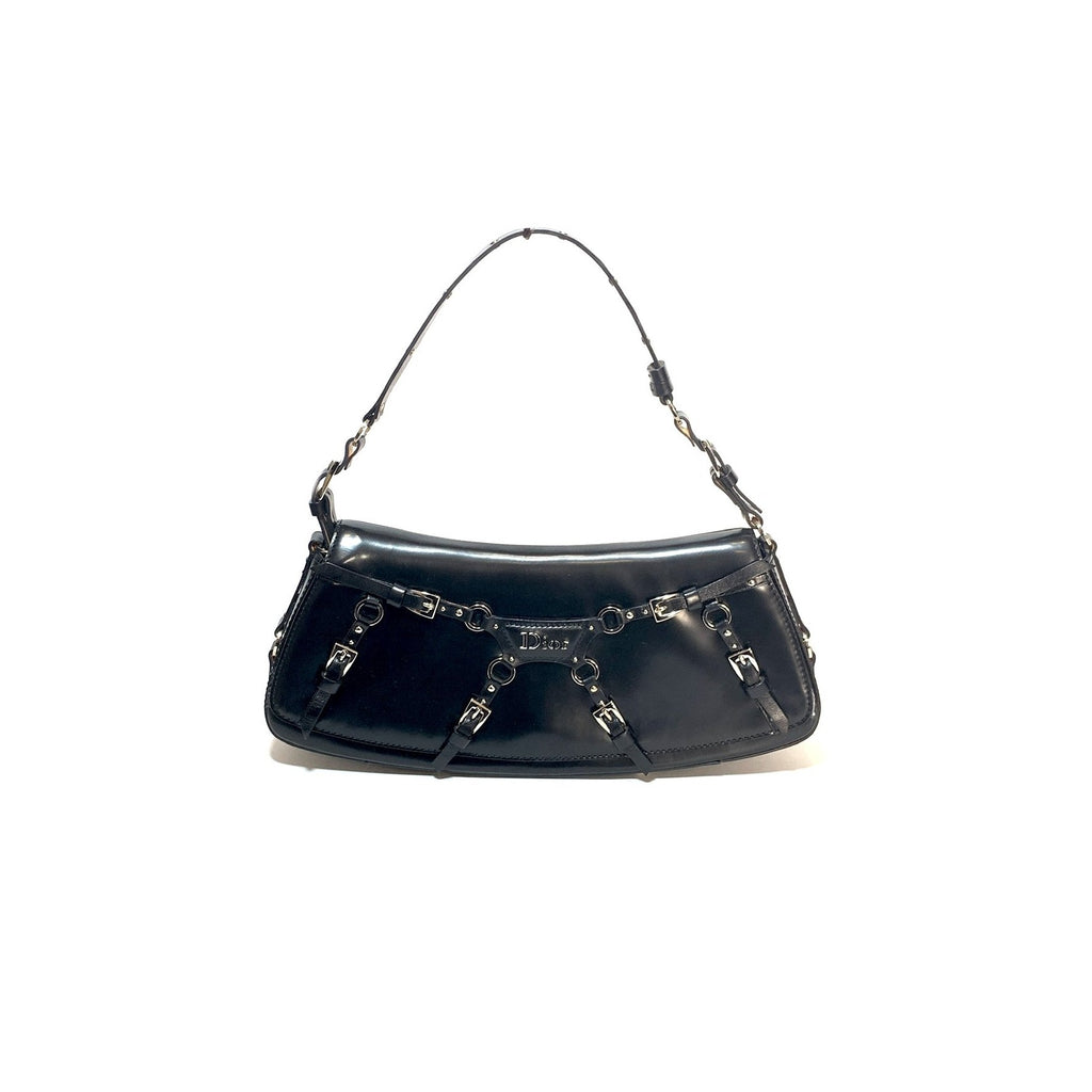 Dior Black Leather Bondage Shoulder Bag | Gently Used |