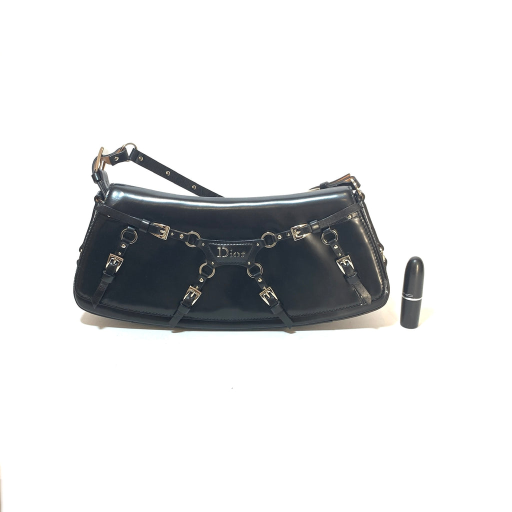 Dior Black Leather Bondage Shoulder Bag | Gently Used |
