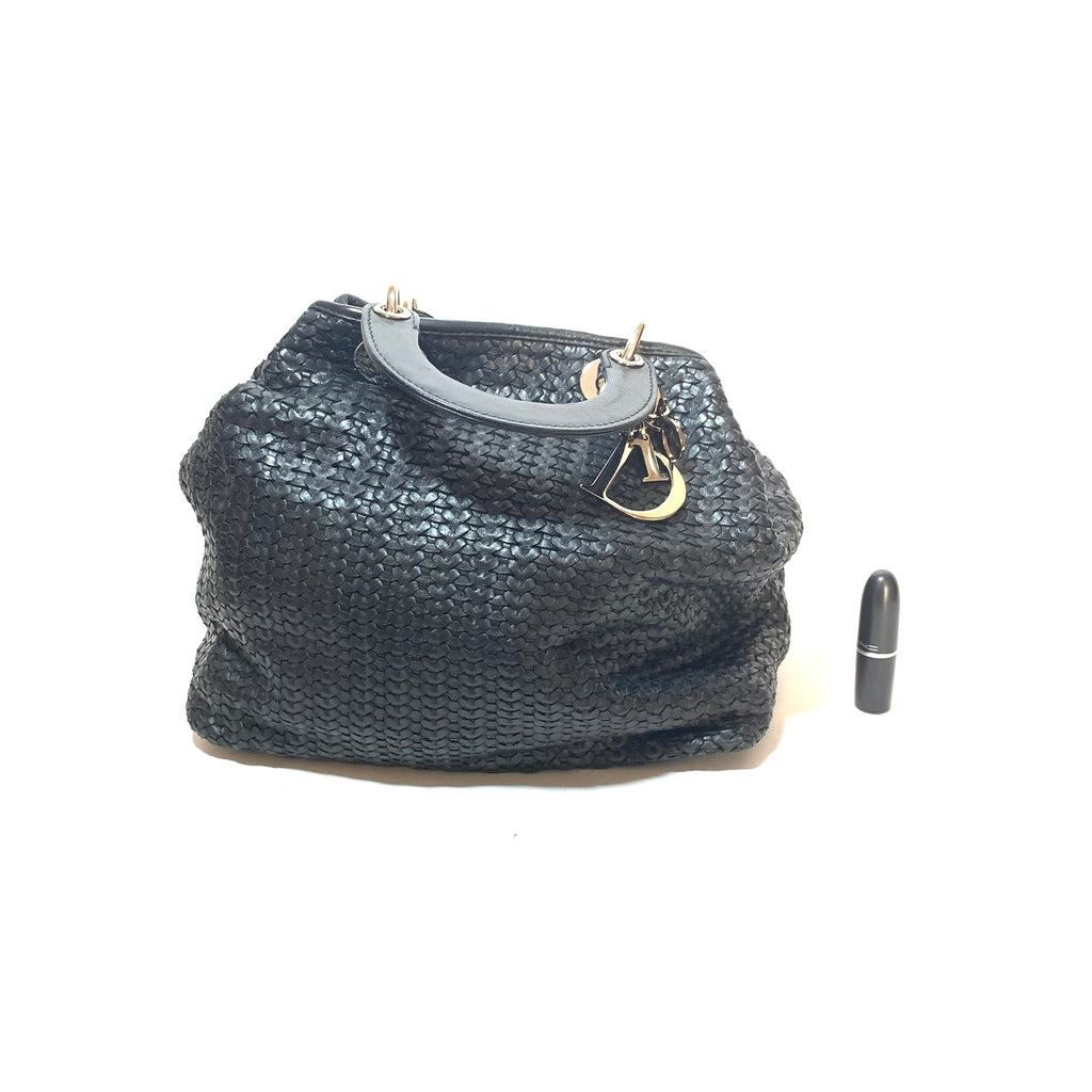 Christian Dior Black Woven Leather 'Lady Dior' Tote | Gently Used |