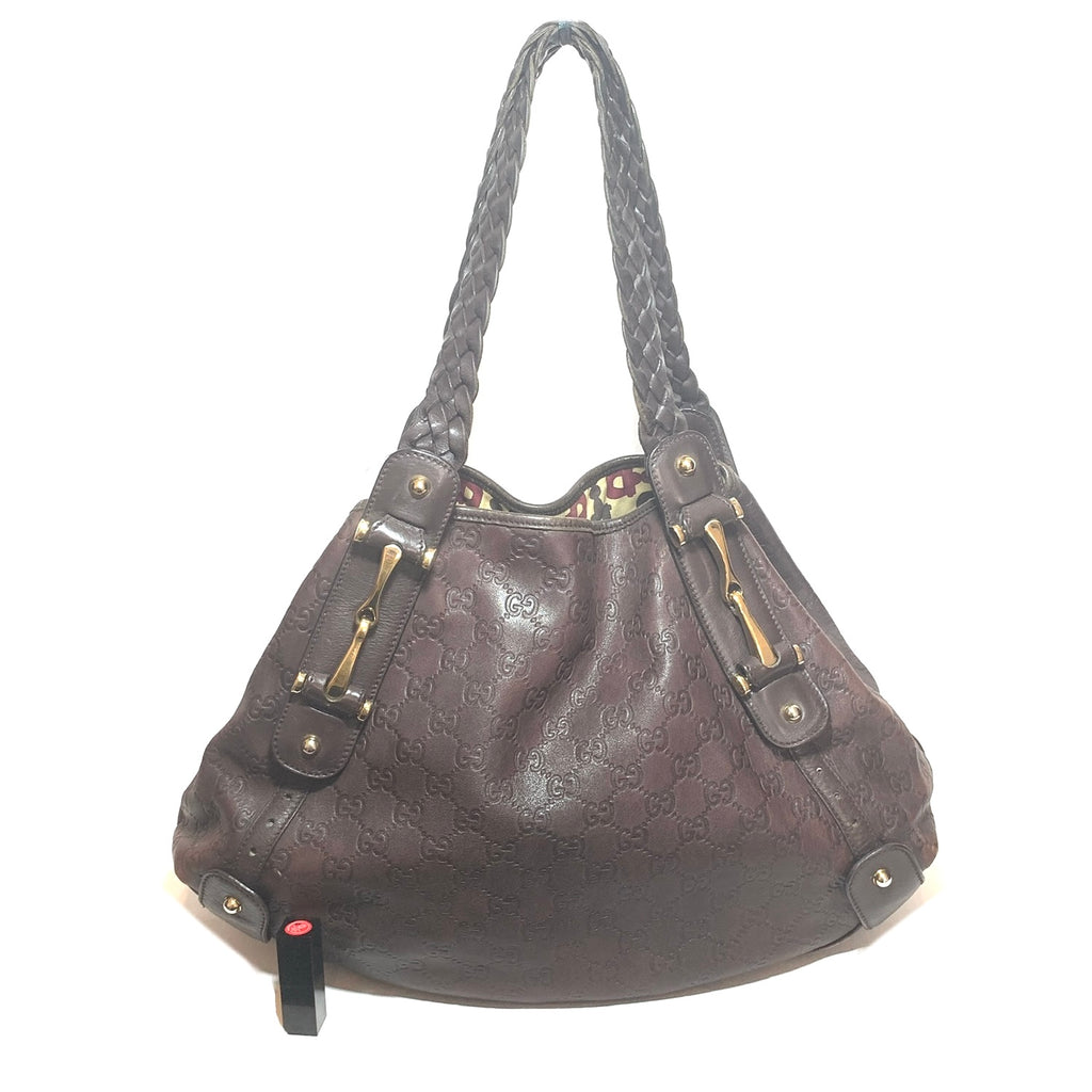 Gucci Brown Leather Guccisma 'Pelham' Shoulder Bag | Pre Loved |