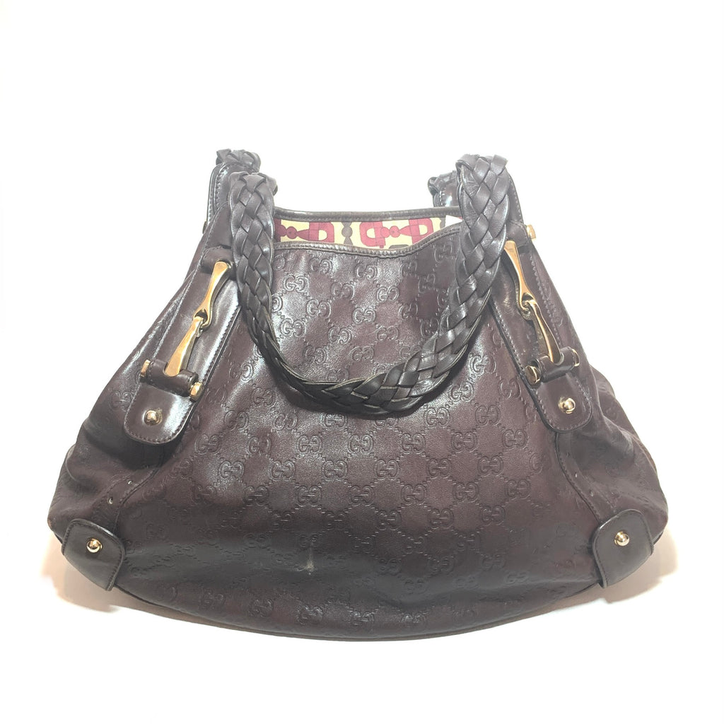 Gucci Brown Leather Guccisma 'Pelham' Shoulder Bag | Pre Loved |