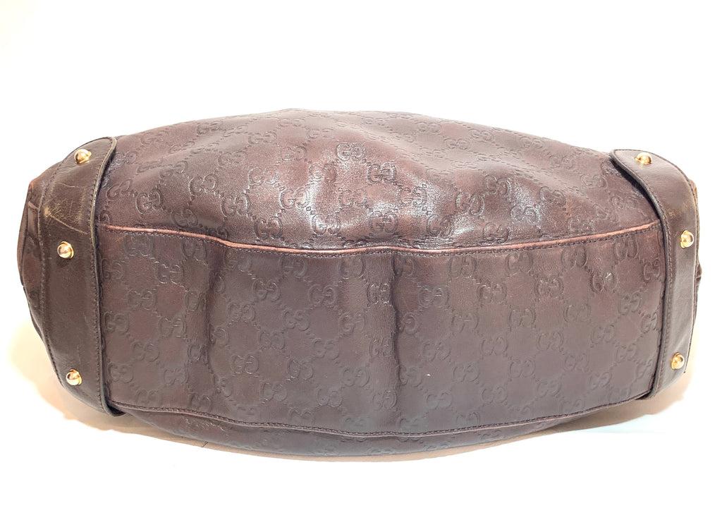 Gucci Brown Leather Guccisma 'Pelham' Shoulder Bag | Pre Loved |