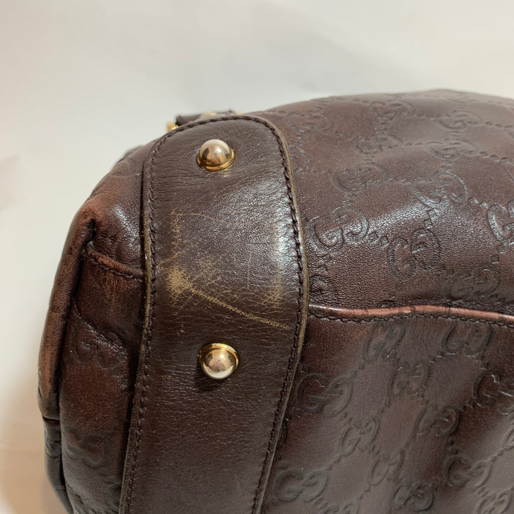 Gucci Brown Leather Guccisma 'Pelham' Shoulder Bag | Pre Loved |