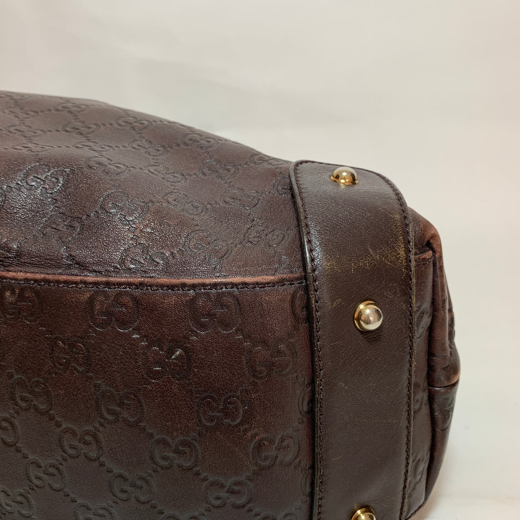 Gucci Brown Leather Guccisma 'Pelham' Shoulder Bag | Pre Loved |