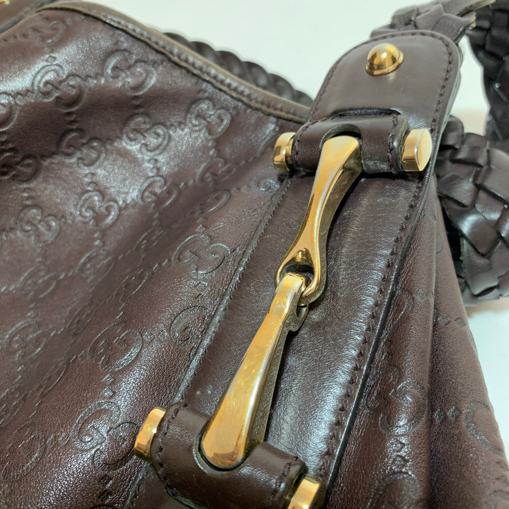Gucci Brown Leather Guccisma 'Pelham' Shoulder Bag | Pre Loved |