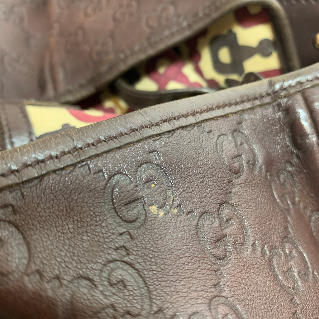 Gucci Brown Leather Guccisma 'Pelham' Shoulder Bag | Pre Loved |