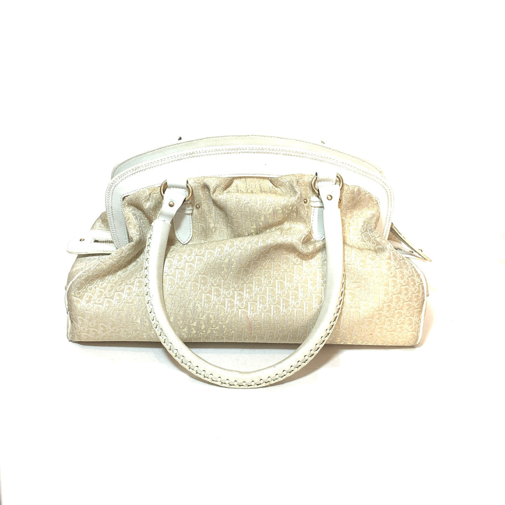Christian Dior White & Gold 'Diorissimo' Canvas & Leather Tote | Pre Loved |