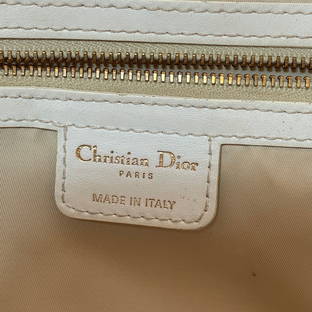 Christian Dior White & Gold 'Diorissimo' Canvas & Leather Tote | Pre Loved |