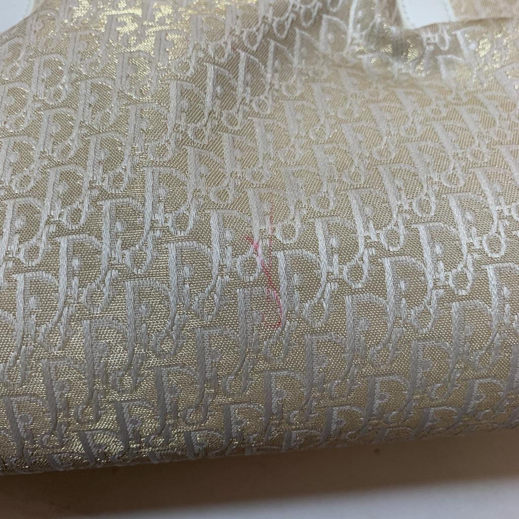 Christian Dior White & Gold 'Diorissimo' Canvas & Leather Tote | Pre Loved |