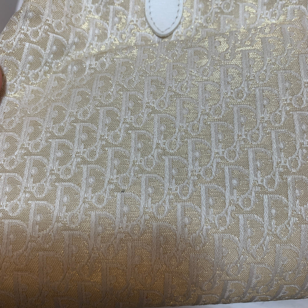 Christian Dior White & Gold 'Diorissimo' Canvas & Leather Tote | Pre Loved |