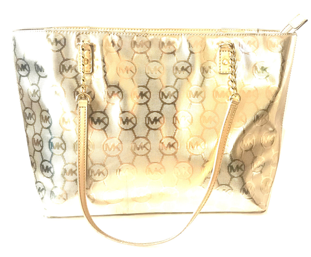 MICHAEL Michael Kors Gold Monogram Shoulder Bag | Gently Used |