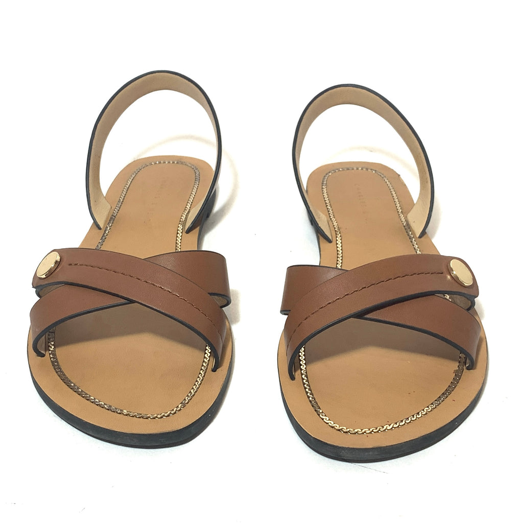 Charles & Keith Tan Flat Sandals | Gently Used |