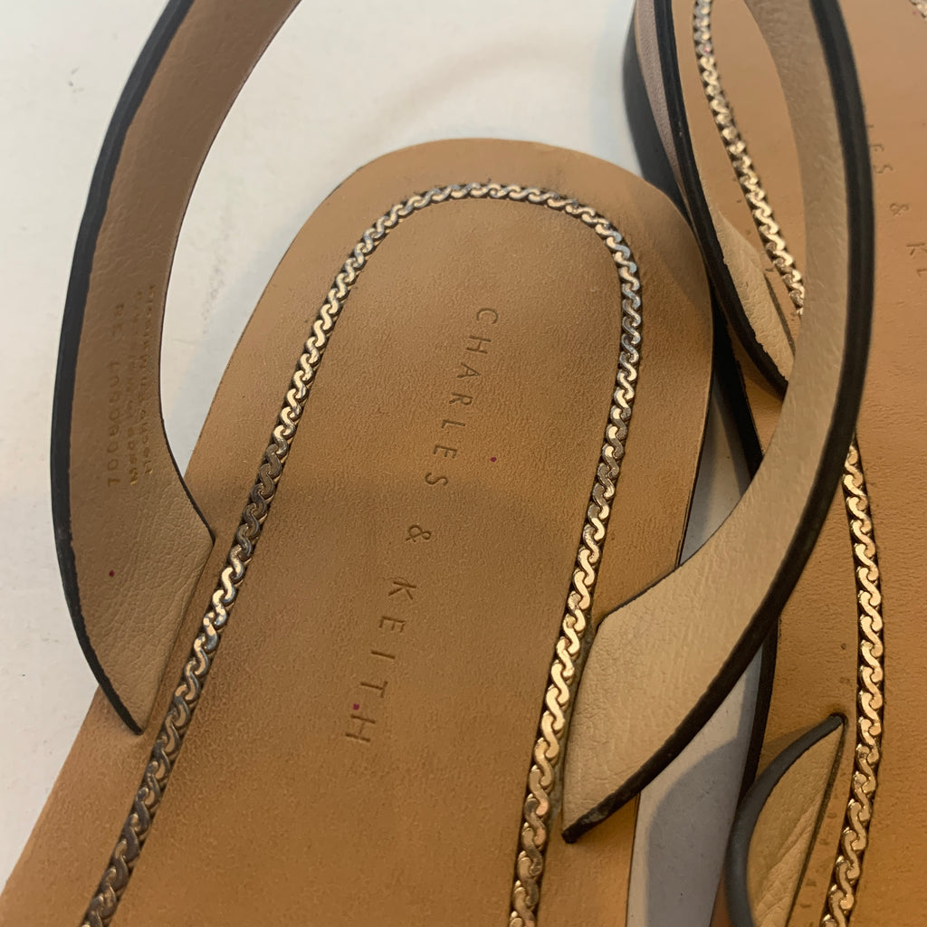 Charles & Keith Tan Flat Sandals | Gently Used |