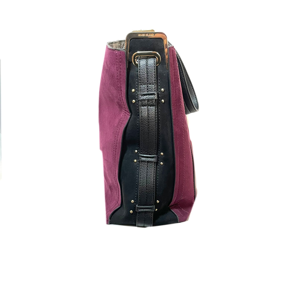 River Island Purple & Black Suede Shoulder Bag | Gently Used |