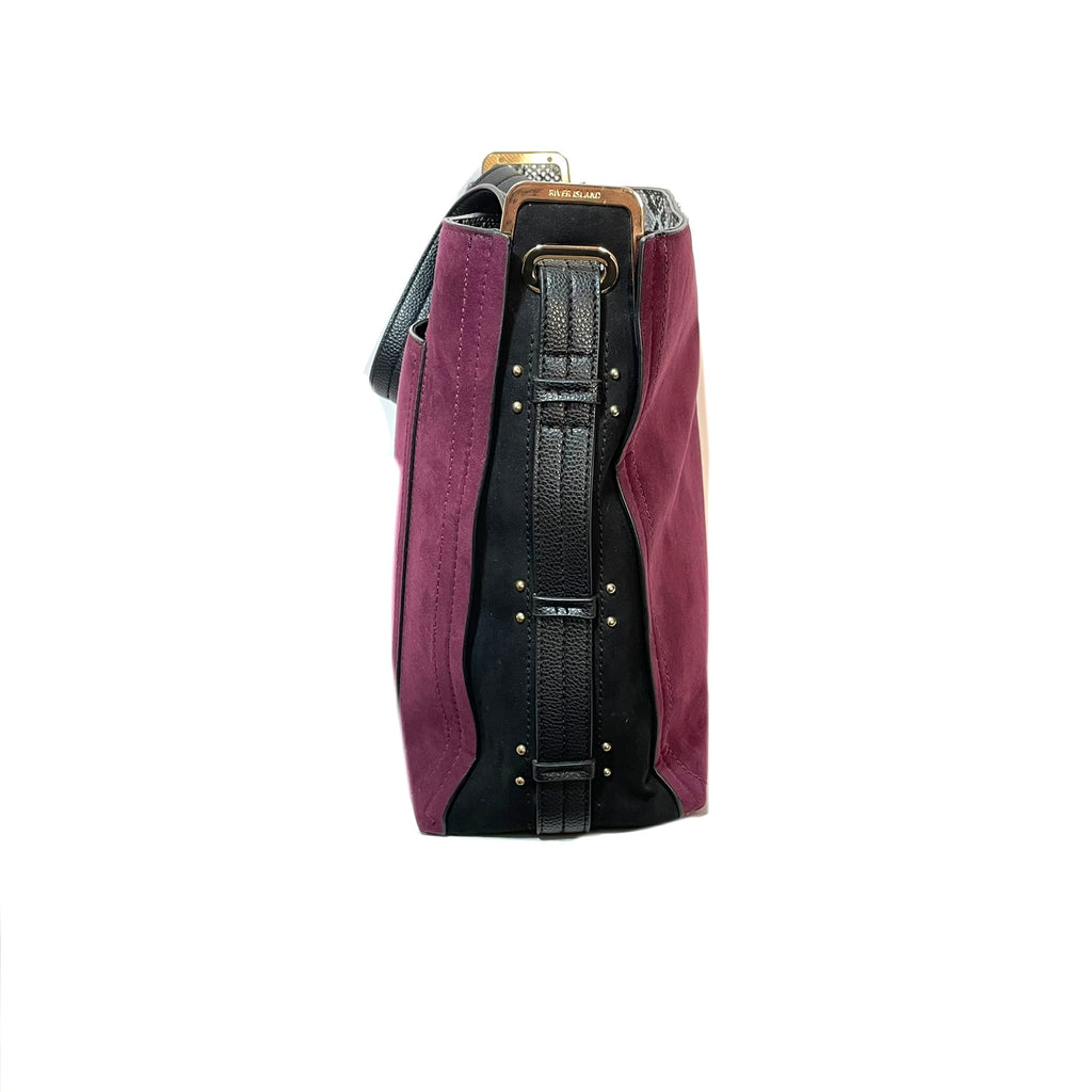 River Island Purple & Black Suede Shoulder Bag | Gently Used |