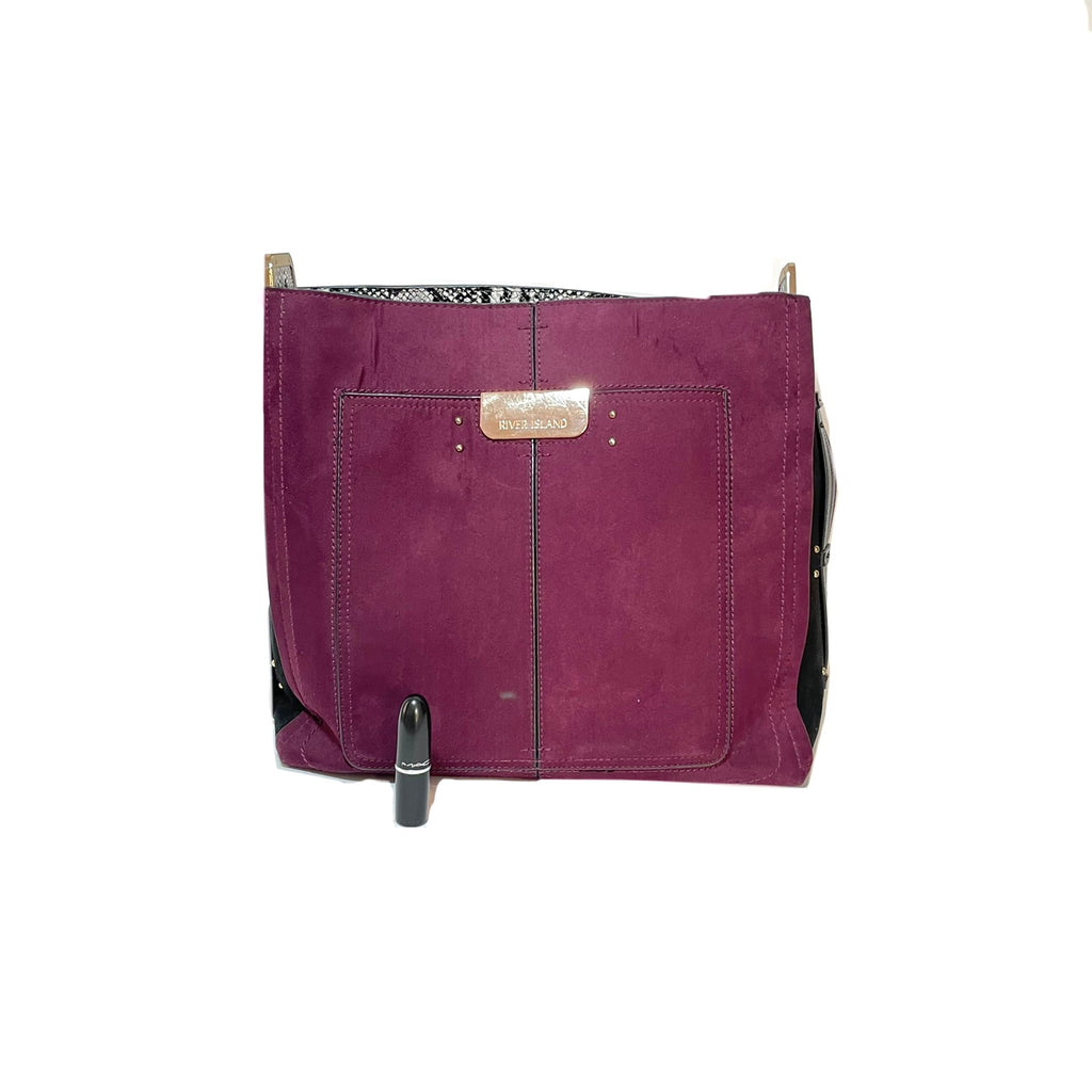 River Island Purple & Black Suede Shoulder Bag | Gently Used |