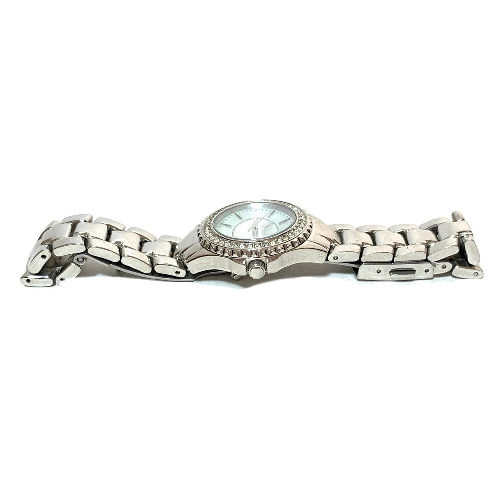 Guess Silver Rhinestone Pearl Dial Watch | Pre Loved |