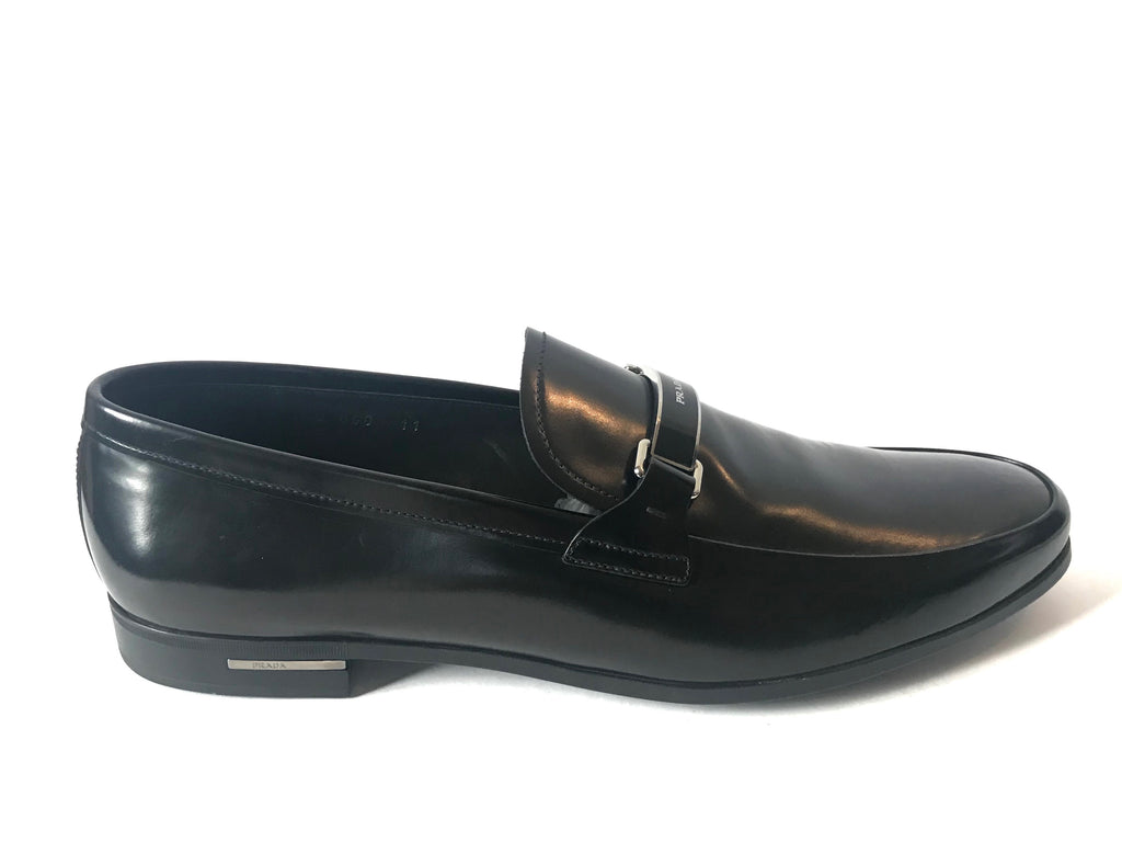 Prada Men's Black Leather Loafers | Like New |