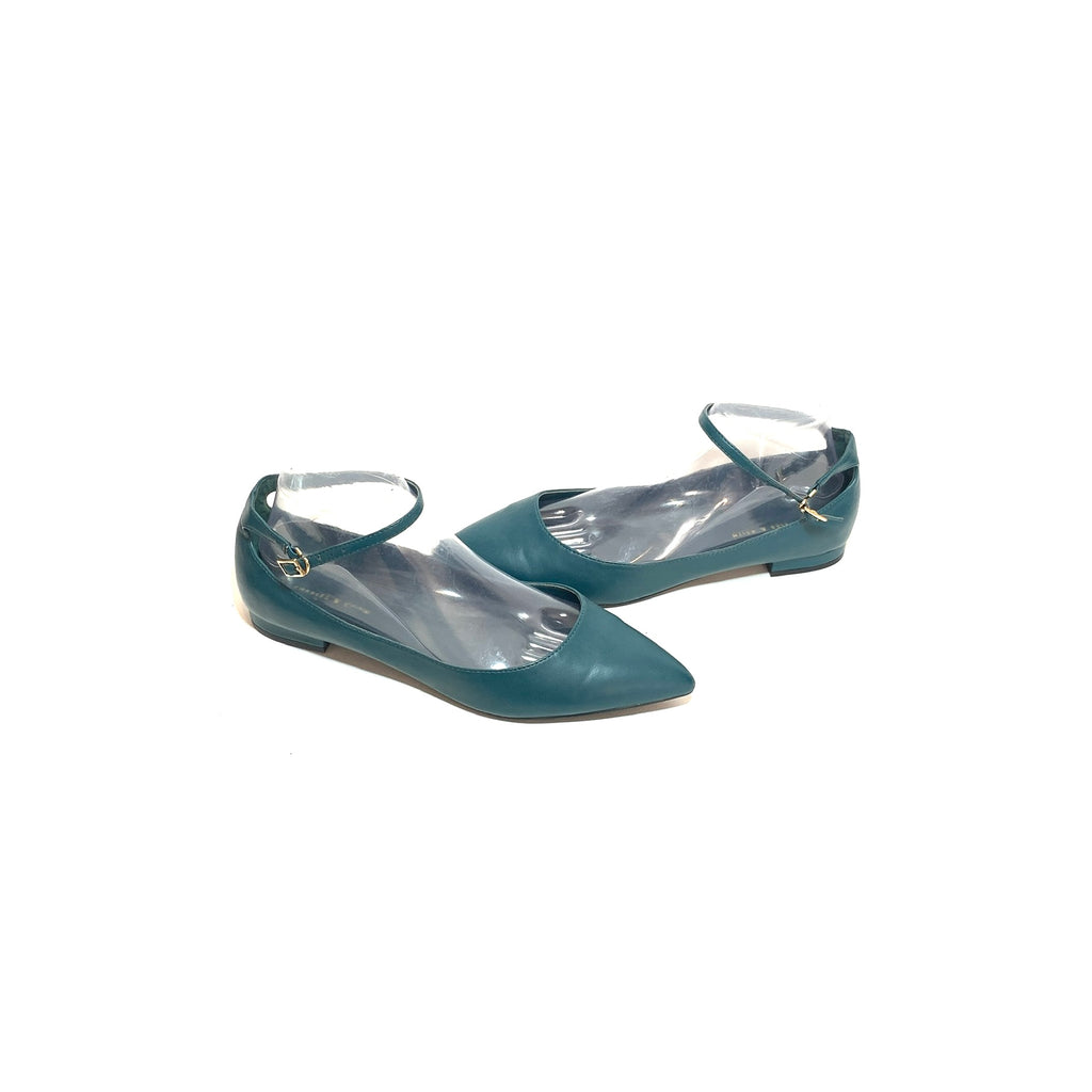 Charles & Keith Teal Ankle Strap Pointed Flats | Gently Used |