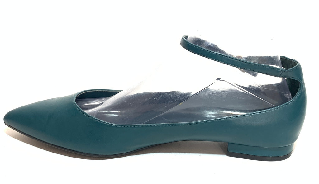 Charles & Keith Teal Ankle Strap Pointed Flats | Gently Used |