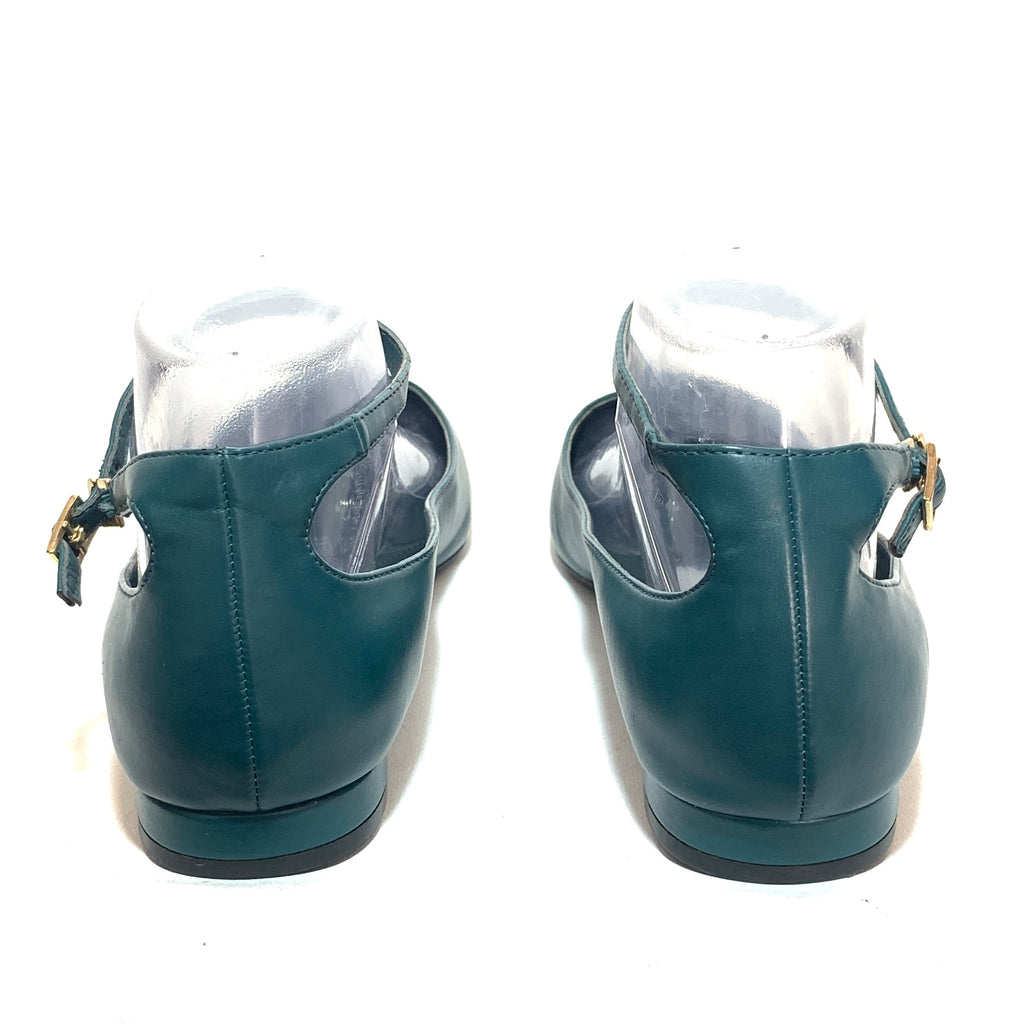 Charles & Keith Teal Ankle Strap Pointed Flats | Gently Used |