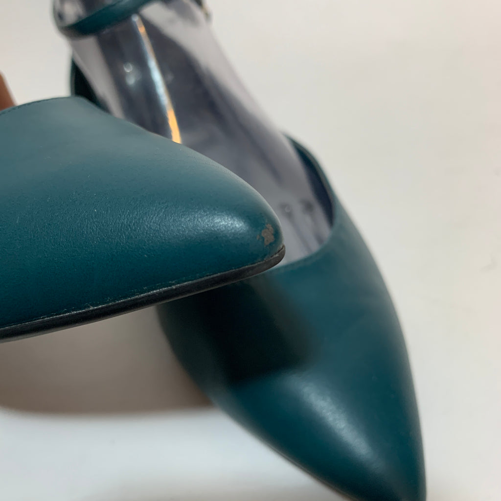Charles & Keith Teal Ankle Strap Pointed Flats | Gently Used |