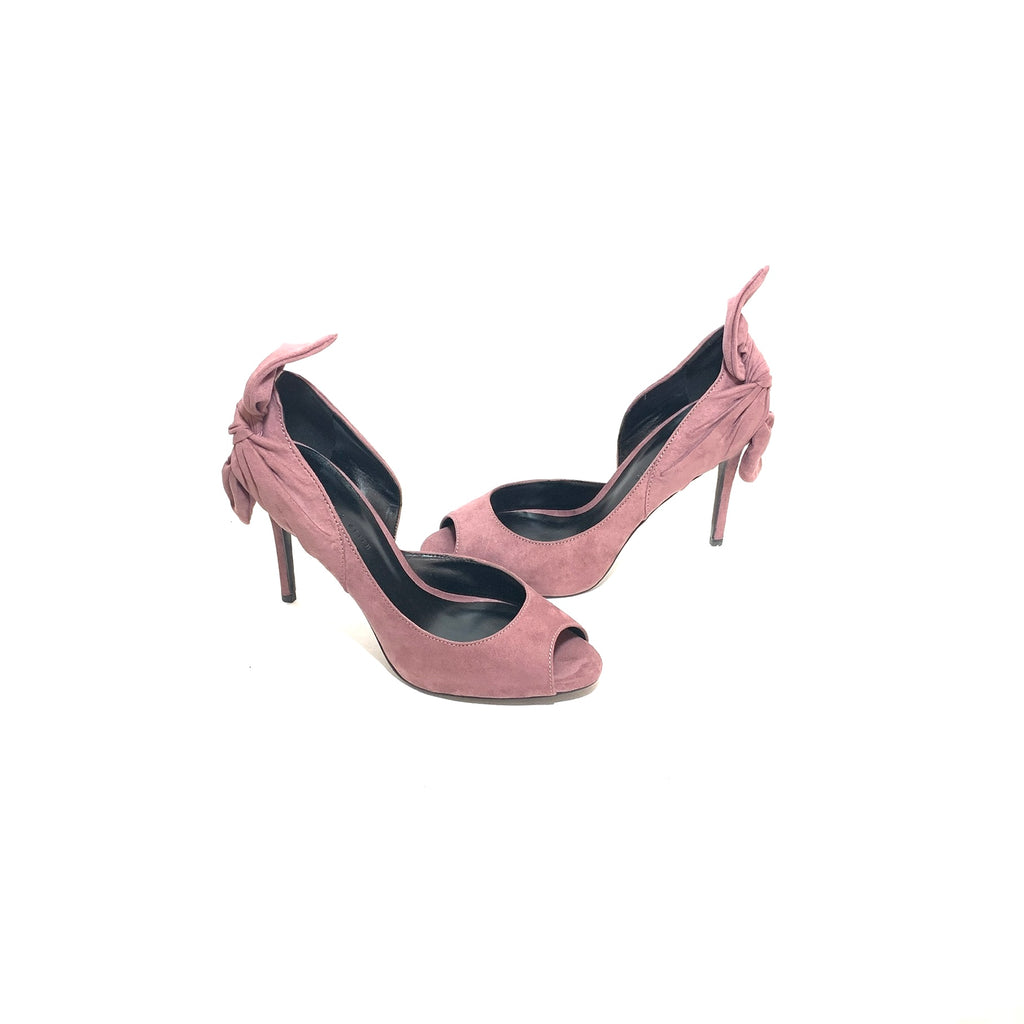 Charles & Keith Blush Pink Suede Peep-Toe Heels | Gently Used |