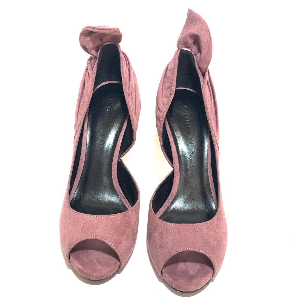 Charles & Keith Blush Pink Suede Peep-Toe Heels | Gently Used |